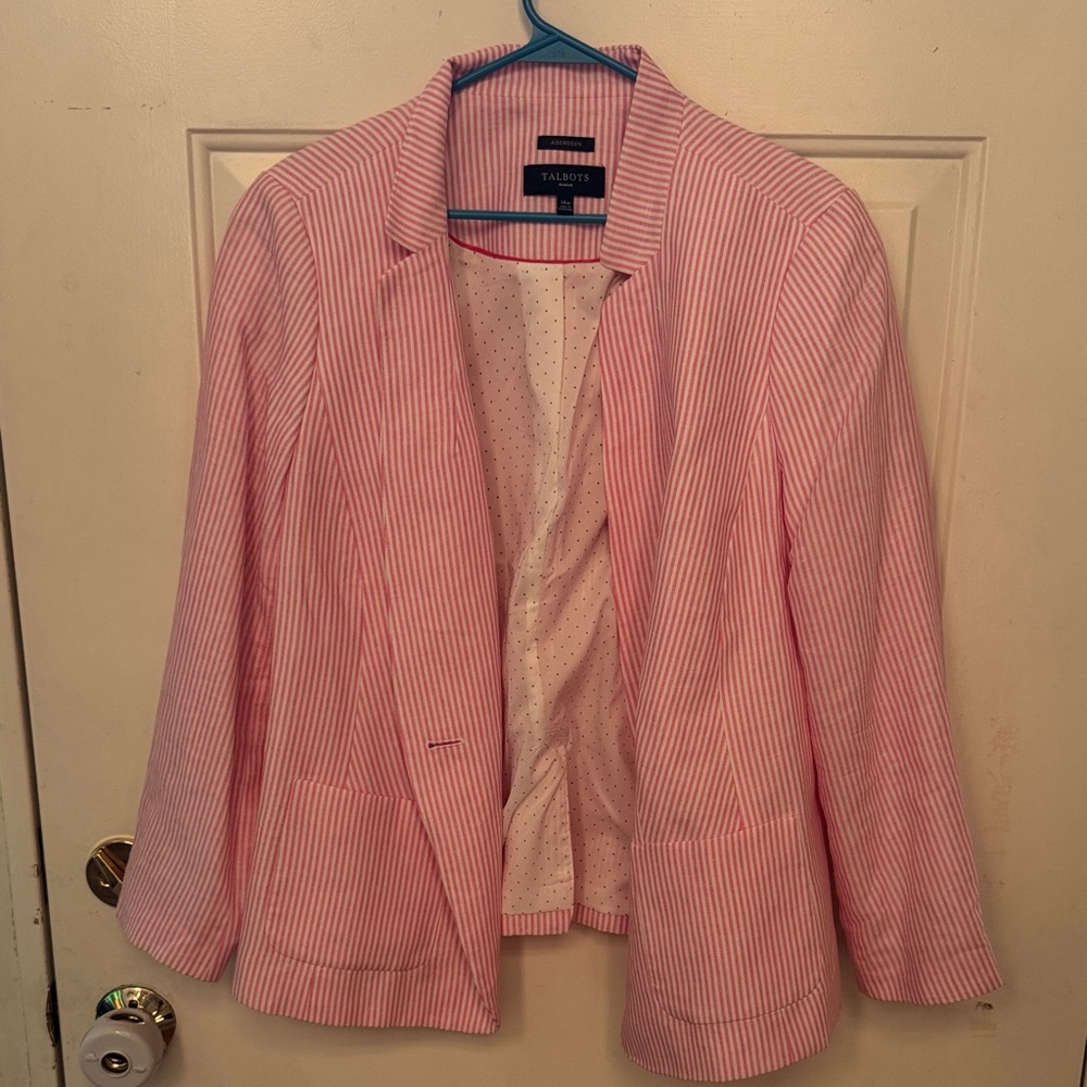 Talbots Pink and White Pinstripe Blazer